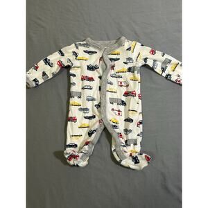 Carter's White Vehicle Print Footed Pajamas - Preemie